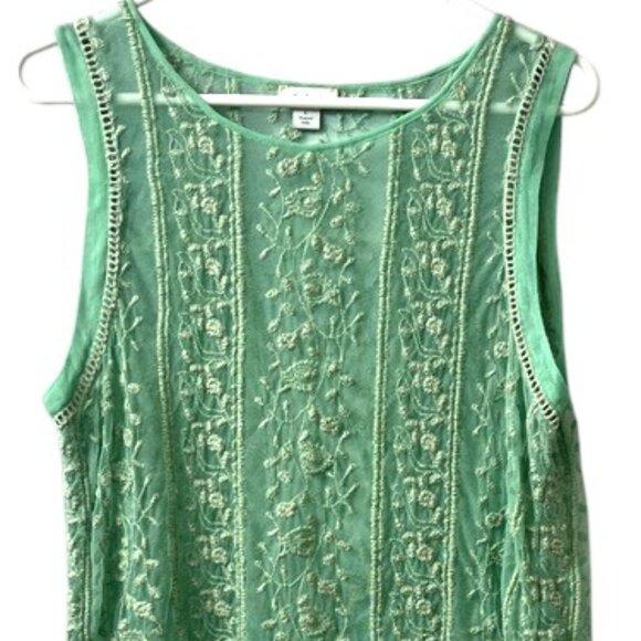 Sundance Green Embroidered Lace Sleeveless Blouse - Picture 2 of 8